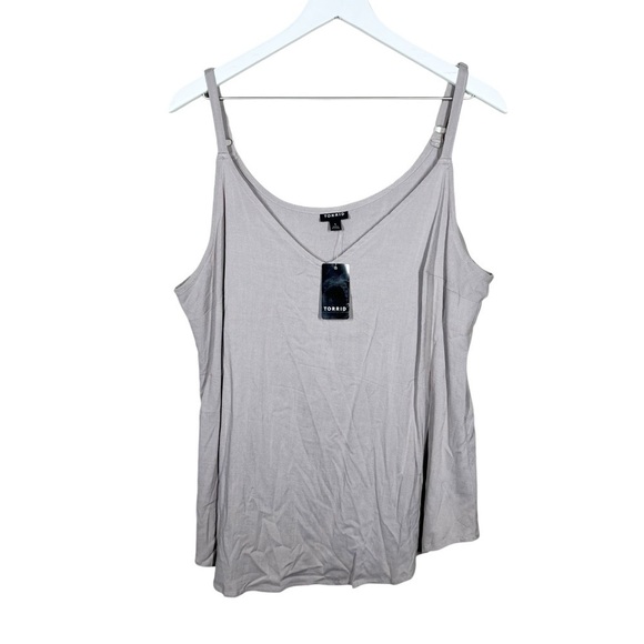 Torrid Womens Tan Taupe Spaghetti Strap VNeck Tank Top Adjustable Straps NWT - Picture 1 of 9